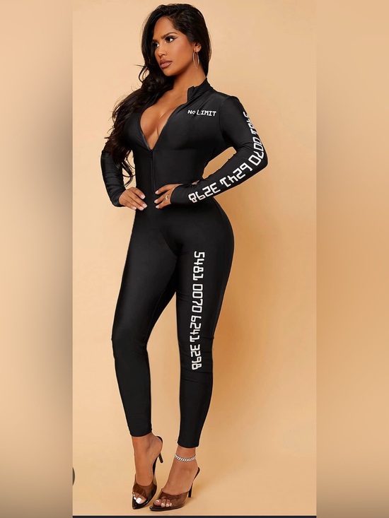 Fashion Nova Pants - Halloween costume black Zip-Front Women's Jumpsuit